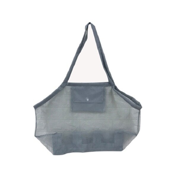 Portable Foldable Kids Beach Toys Mesh Bag Children Bath Beach Toys Pouch Bag Child Baby Large Mesh Tote Baskets Storage Bag: gray