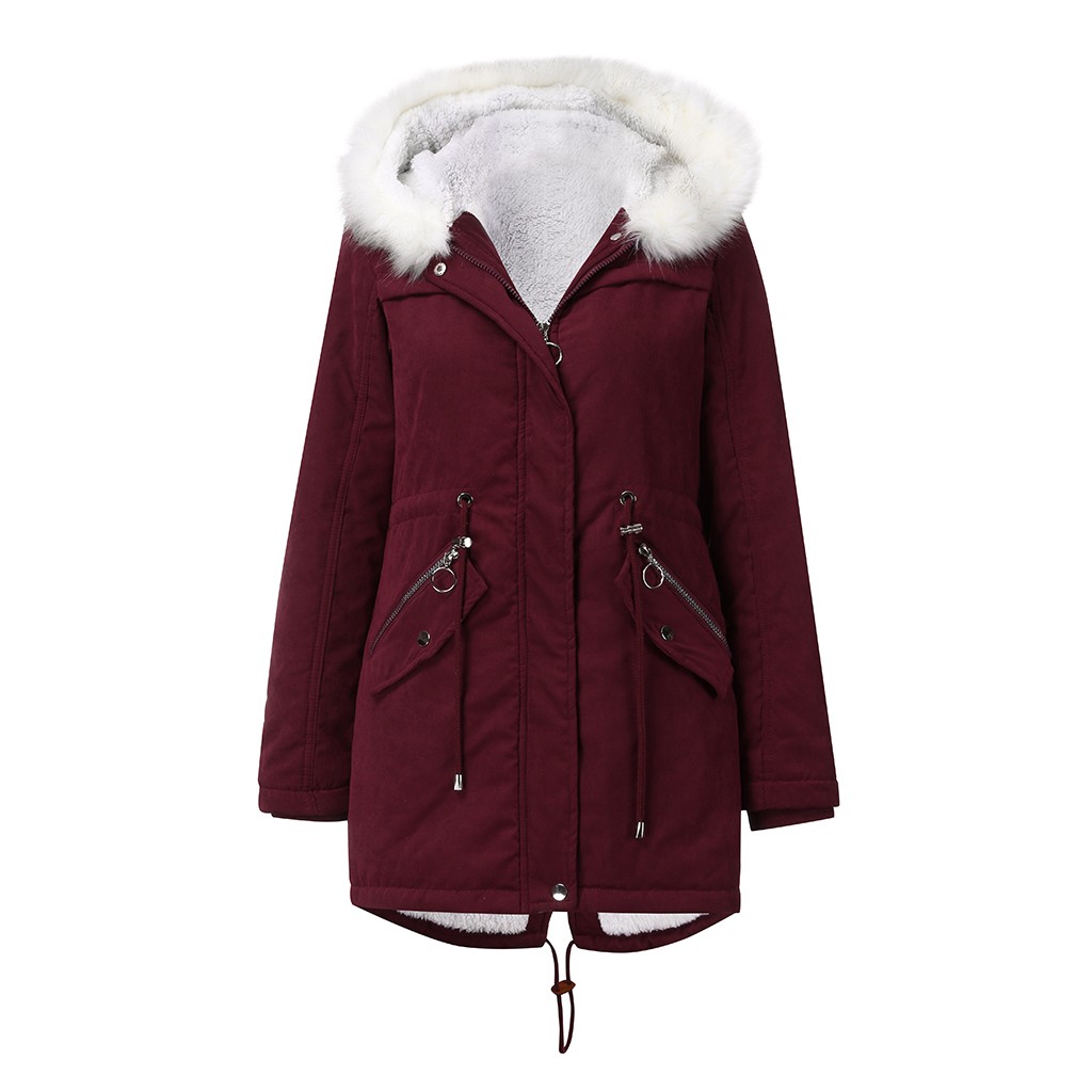 Capuche hiver Parka grande taille femmes épais fille neige manteau coton veste Long pardessus rue femme solide haut pour femme # G30: Red / L