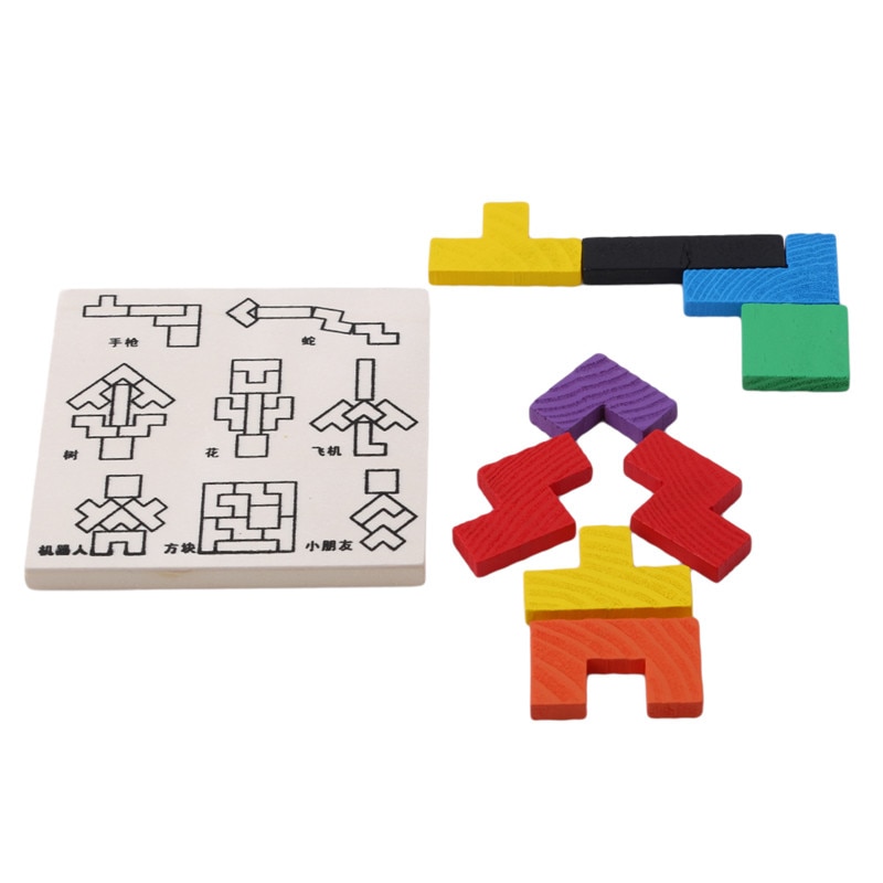 Houten Tangram Brain-Teaser Puzzel Houten Tetris Game Educatief Puzzel Speelgoed Voorschoolse Kinderen Kids Puzzel