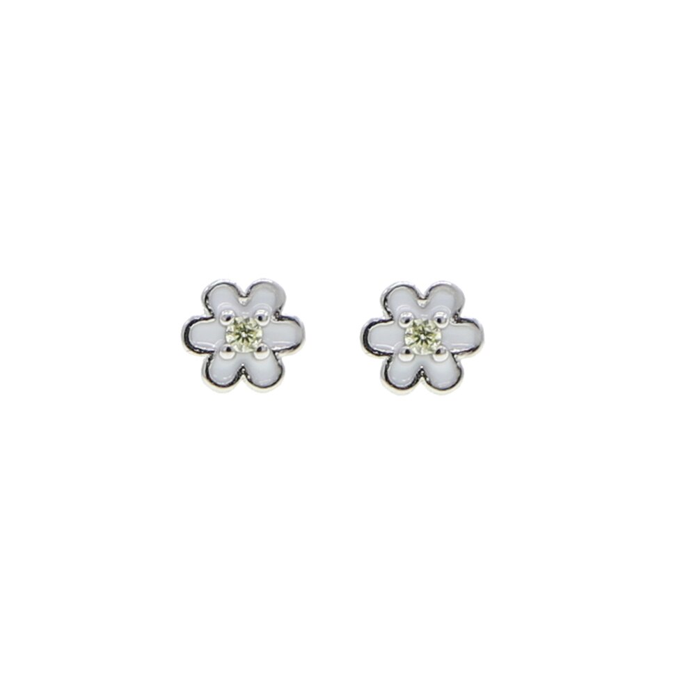 925 Sterling silver piccolo mini orecchino della vite prigioniera colorato cz fiore ape perla minimo delicato cartilagine piercing gioielli: e811  silver