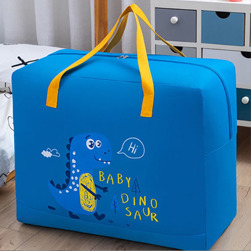 Bolsa de almacenamiento portátil para colcha, bolsa de tela no tejida impermeable, de gran capacidad, para artículos del hogar y ropa, dibujos animados
