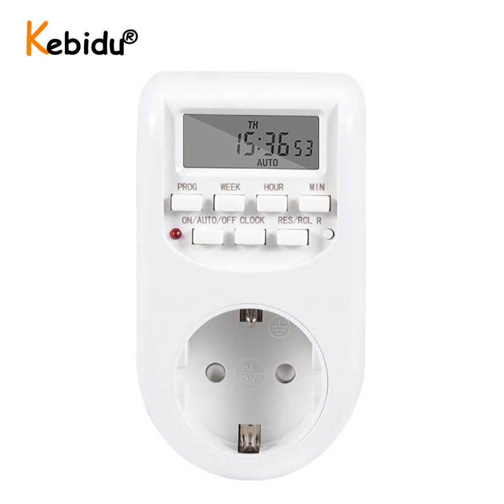 EU Plug Smart Digital Timer Socket Switch Energy Saving Power 230V AC Adjustable Programmable Setting of Clock/On/Off Time