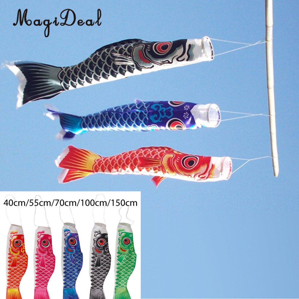 MagiDeal-masque à vent japonais | 40cm/55cm/70cm/100cm/150cm, drapeau carpe Koi Nobori poisson voilier décoration de fête à domicile