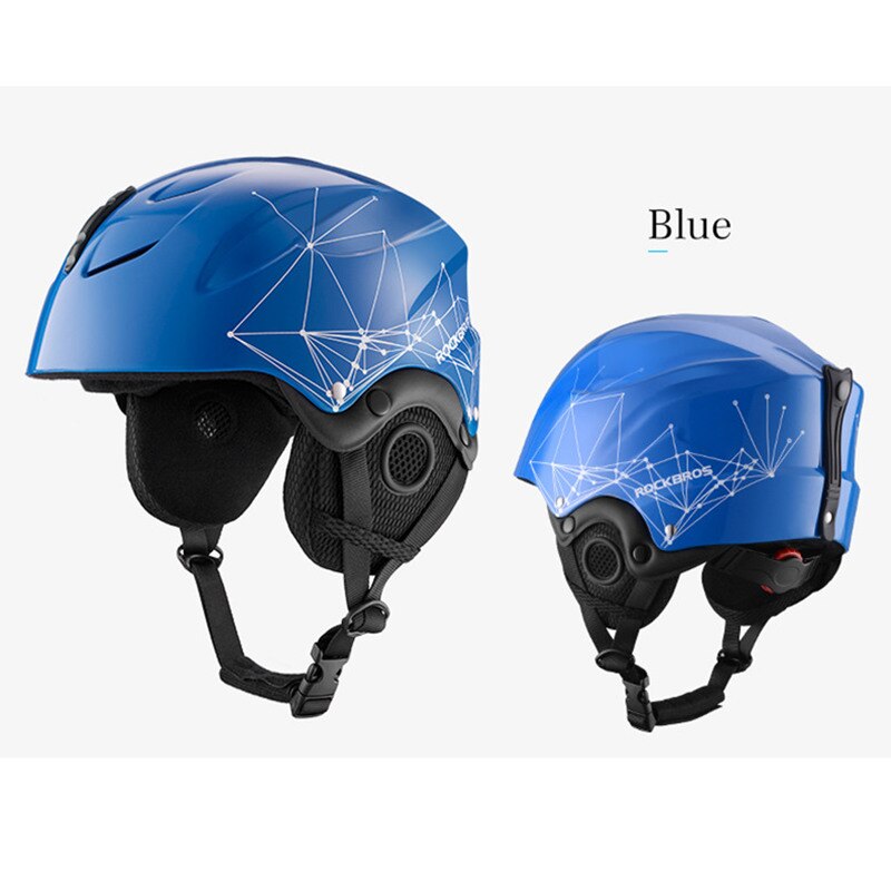 ROCKBROS Ski Helm Integral geformten Männer Frauen Kind Sicherheit Schützen Helm Thermische Ultraleicht Snowboard Helme Zubehör: Blue / 58-61CM