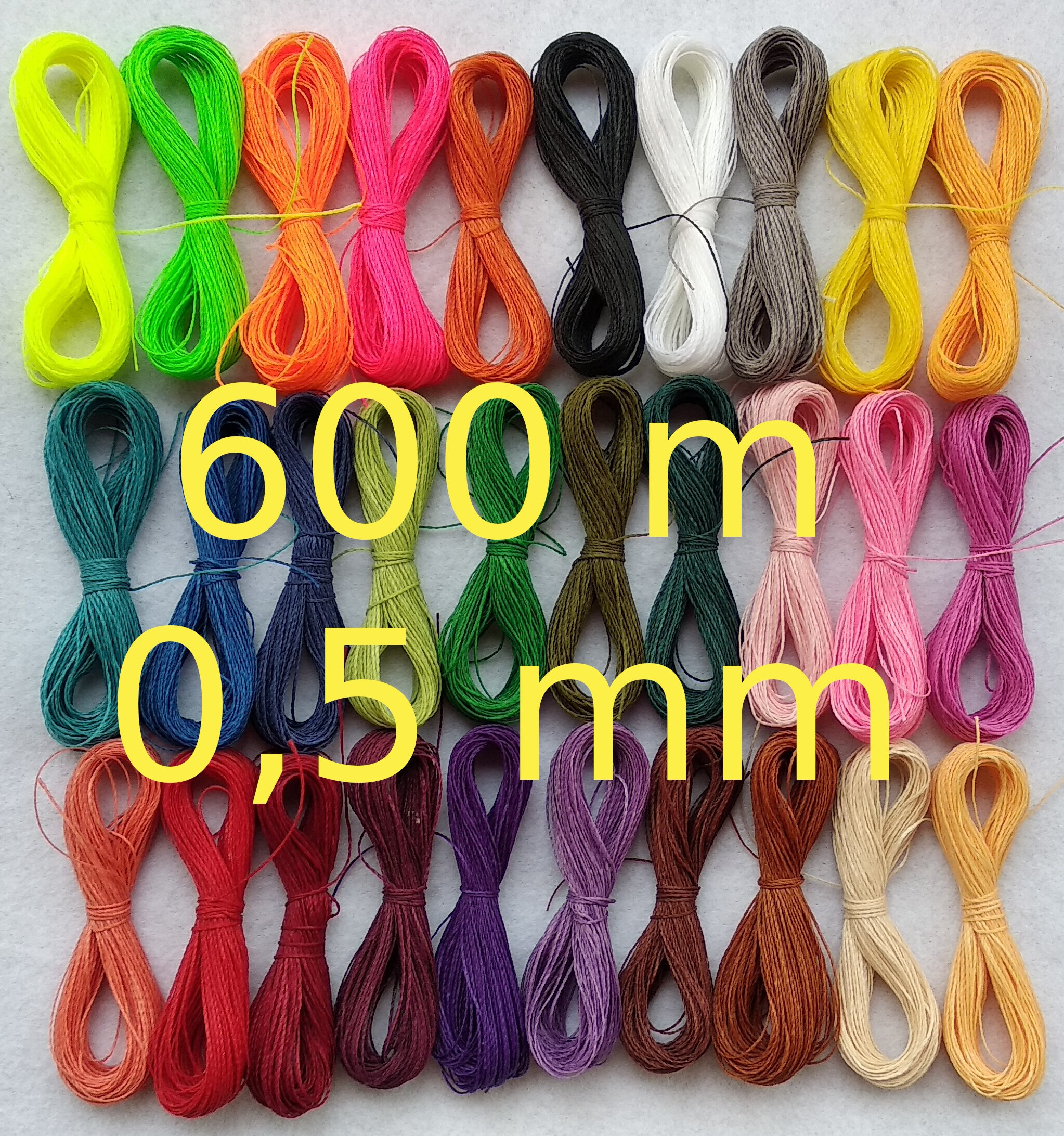 Linhasita kit hilo encerado 0,5 mm diámetro 30 colores, hilo para coser, hilo para hacer pulseras, macrame, micromacrame, DIY, hilo para hacer pulseras, macrame, hilos de coser, bordado, costurero, hilo, hilos, bordar: 600m 05mm