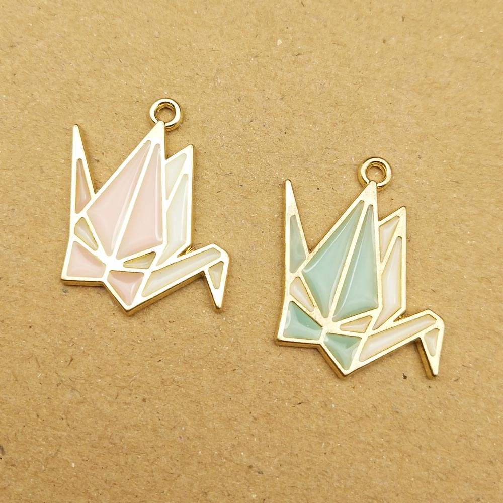 10pcs 24x25mm paper crane enamel charm for jewelry making and crafting earring pendant bracelet necklace charms