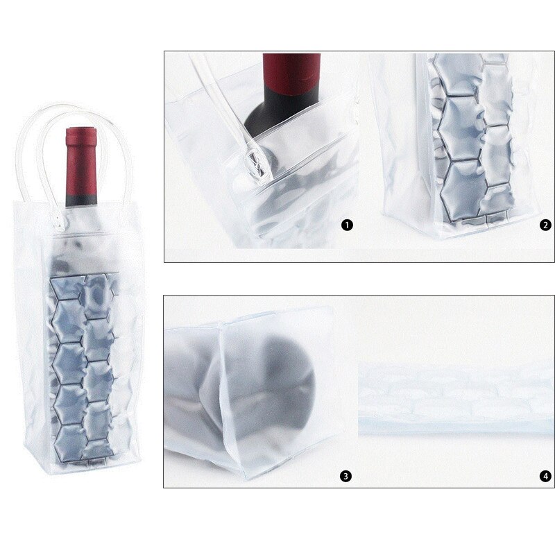 PVC Wine Bottle Freezer Bag Chilling Cooler Ice Bag Beer Cooling Gel Holder Carrier Portable Liquor Ice-cold Tool