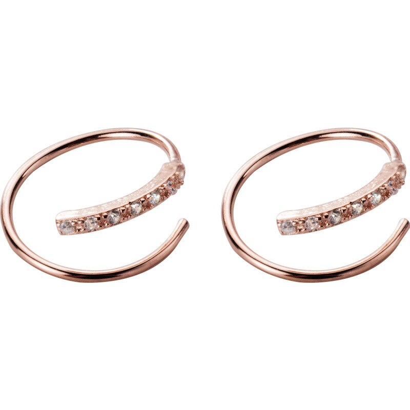 MloveAcc 100% 925 Sterling Silver Women Spiral Snakelike Ear Bones Ear Buckle Ring Mini Double Ring Earrings Jewelry: C Rose Gold Color