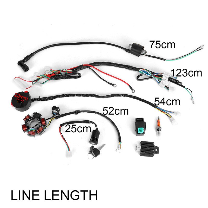 8 in 1 motorcykeltænding 125cc 150cc 250cc komplet ledningsnet cdi stator 6 spolestangskontakt til motorcykel atv
