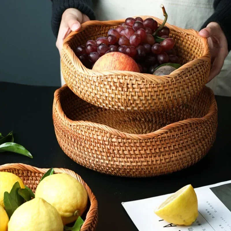 handgeweven opbergmand Rotan opbergvak Rieten mandBread Fruit Ontbijt Thee Picknickmand Keuken Opbergmand