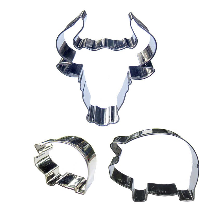 Moule tête de taureau | Mini cochon, moules de coupe de biscuit en forme de cochon en gras, outils de cuisson, outils pour la décoration de gâteaux et bonbons mous 3 pièces
