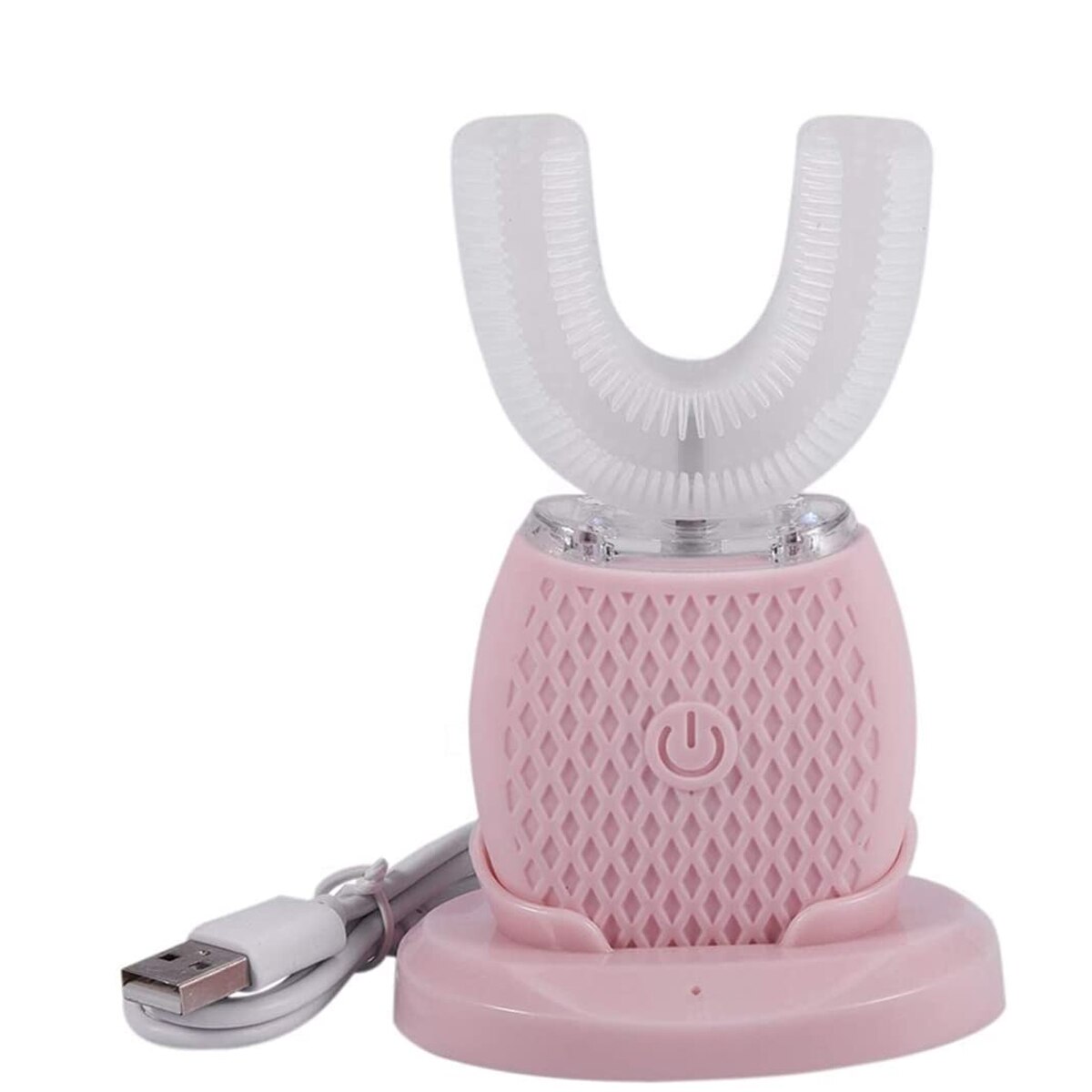 360 grad Intelligente Sonic Elektrische Automatische Zahnbürste Ultra sonic Zahn Pinsel U Form Kopf Mundstück Mit USB Ladegerät: Pink