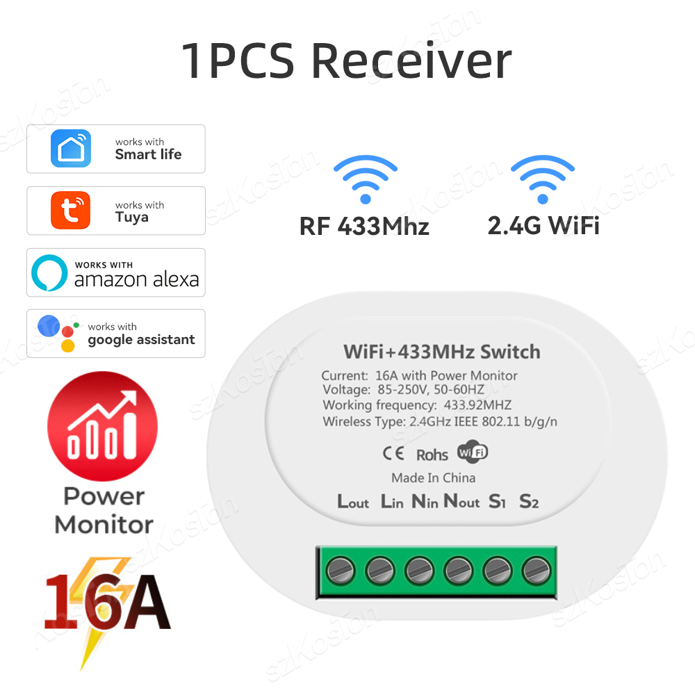 Tuya Zigbee / WiFi MiNi inteligentny przełącznik z monitorem zasilania 16A 2-kierunkowe sterowanie wyłącznik czasowy przekaźnik działa z Alexa Google Home Alice
