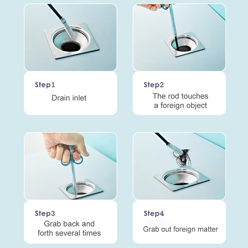 Débloqueur de tuyau d&#39;égout serpent ressort outil de dragage, cuisine salle de bains nettoyage des égouts accessoires de cuisine 90cm 160cm outils de toilette