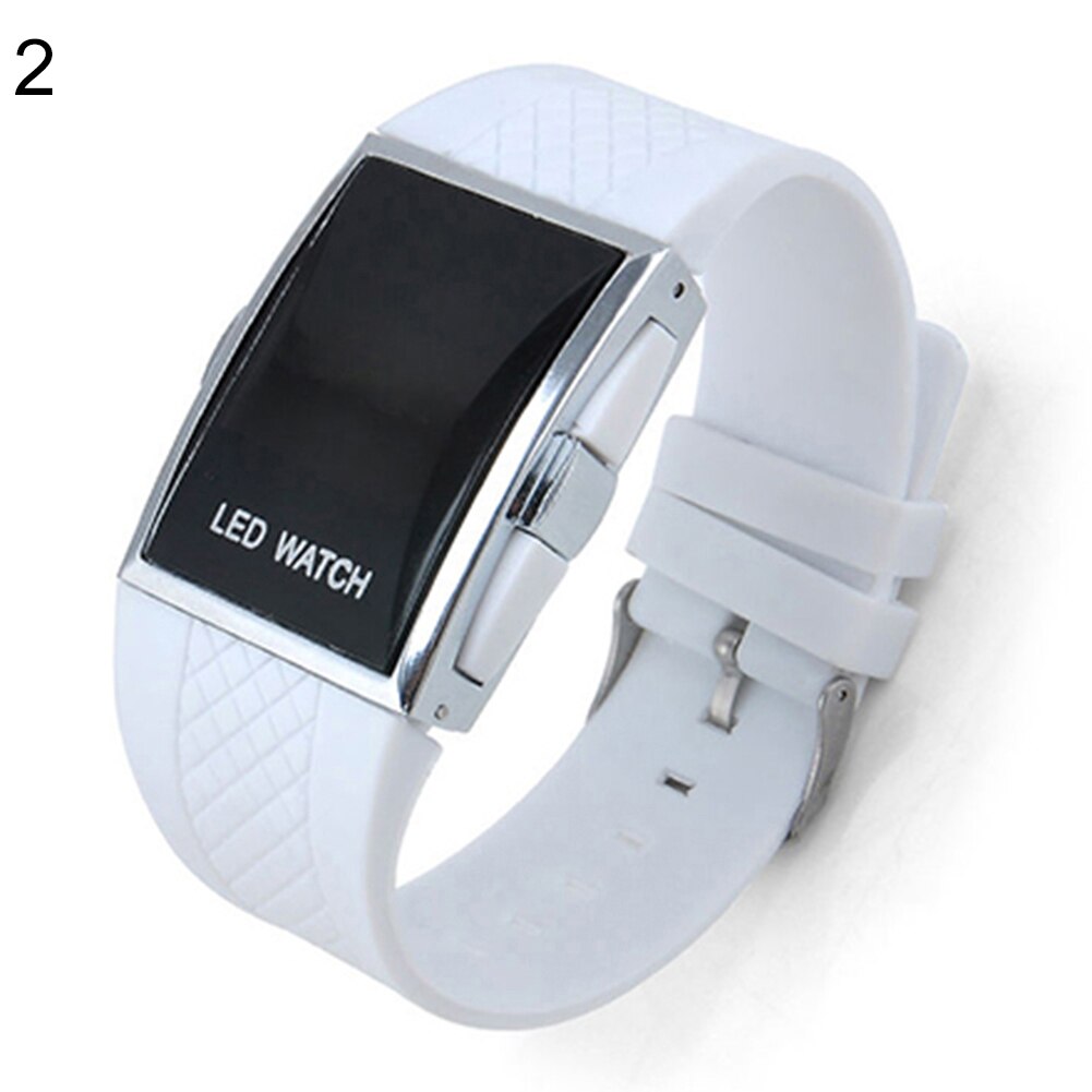 Casual Unisex Square Case LED Digital Display Sports Wrist Watch: white