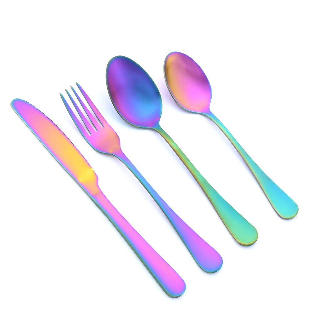 Matte Gold Cutlery Set Flatware Stainless Steel Dinnerware Kitchen Dinner Silverware Knife Coffee Spoon Fork Tableware Set