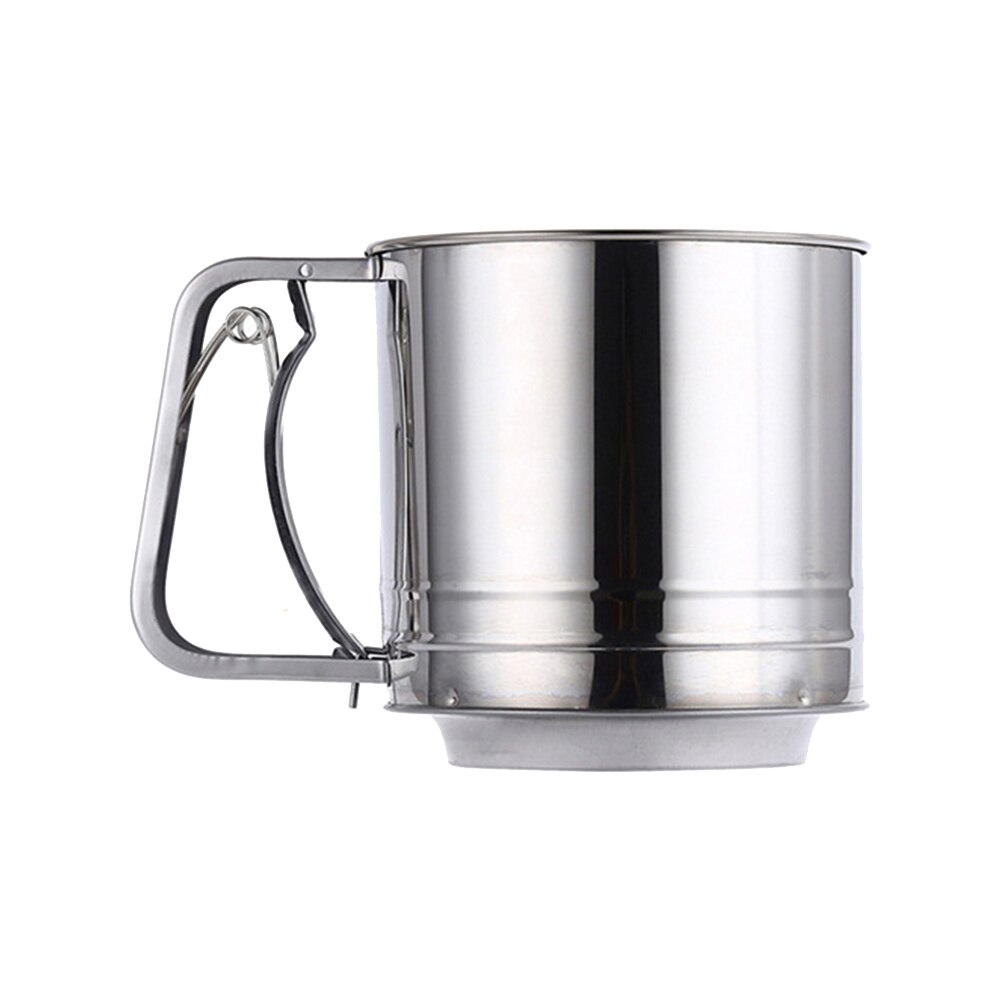 Håndholdt melsigte rustfrit stål stor sigte til bagning af mel pulveriseret sukker dobbeltlags mel shaker køkken gadget: Default Title