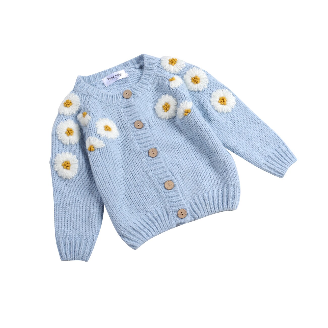 Autunno inverno neonate Cardigan lavorato a maglia maglioni neonati cappotto capretto fiore ricamato cappotto di lana abbigliamento per bambini top giacca: 7T