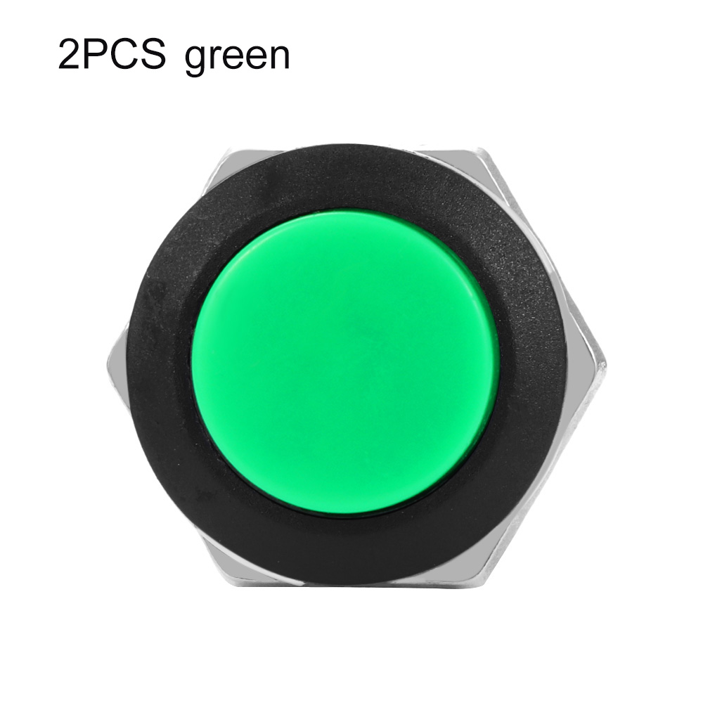 2PCS Mini Starter switch Round Momentary On/Off Push Buttons Horn Switch Automobile Interior Accessories AC 125V 6A/250V 3A Car: Green