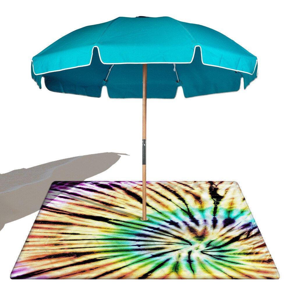 Band Tie Dye Square Beach Mat with 8CM Hole for Beach umbrella Microfiber sand free Multifunction Beach mat: printed 9 / 150x150cm