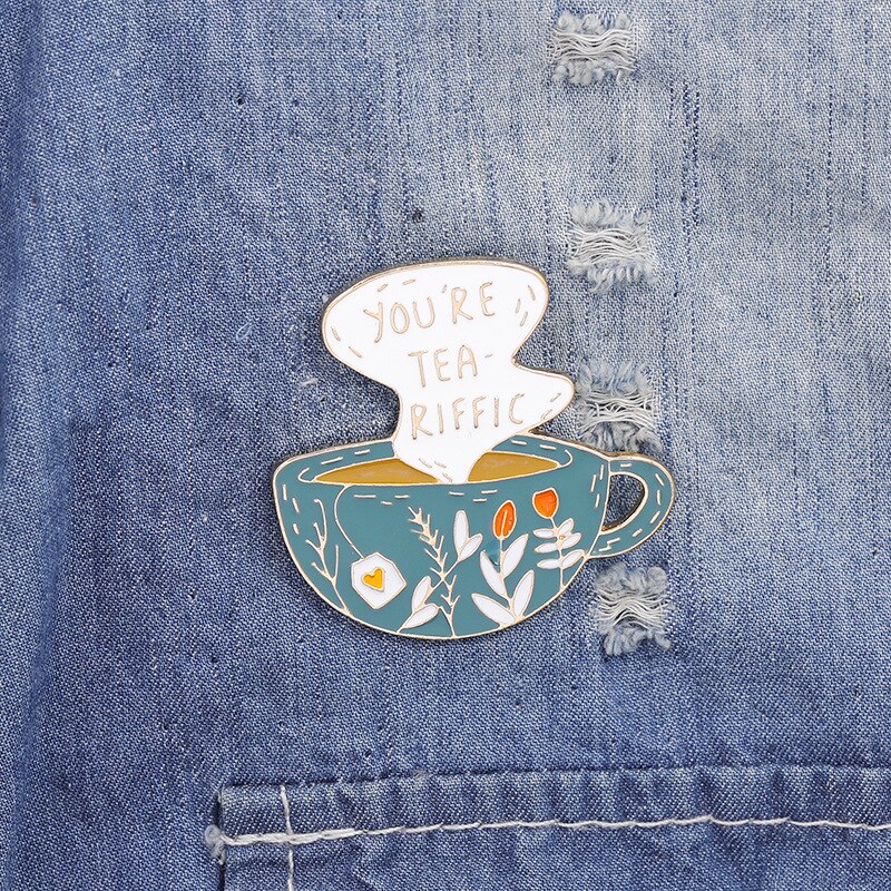 Broche en émail pour tasse de thé, sac à linge, Badge, bijoux, pour amis