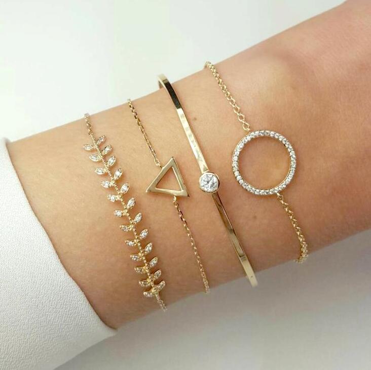 Braccialetto impostato Multipli Bodomia Donna Ragazza Gioelleria raffinata e alla moda Lunetta Annodato Oro estate festa spiaggia corda Cabochon Catena: 2