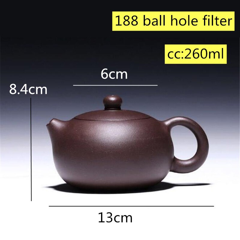 Yixing Theepot Paarse Klei Xi Shi Pot Schoonheden Handgemaakte Thee Set Chinese Ketel 188 Bal Gat Filter Grote Capaciteit 260ml: Default Title