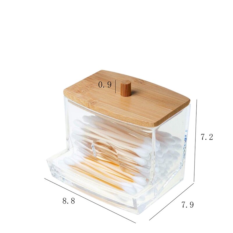 Badkamer Organizer Cosmetische Opbergdoos Katoenen Bal Qtip Beugel Acryl Opslag Jar Pen Houder Met Bamboe Cover Stofdicht: A-6