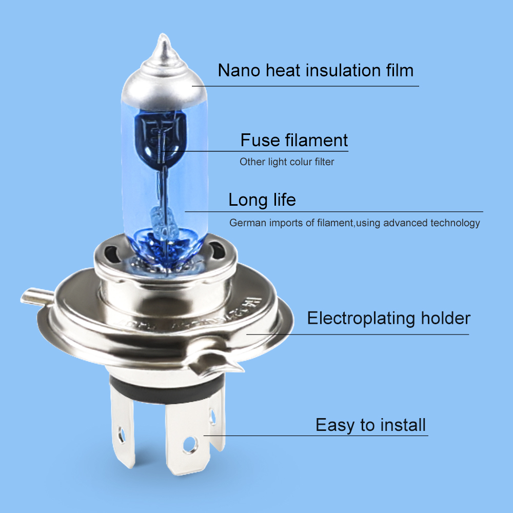 Bombilla halógena de haz alto y bajo H4 para coche 60/55w 12v luz blanca P43t lámpara de faro 6000k 55w lámpara de faro