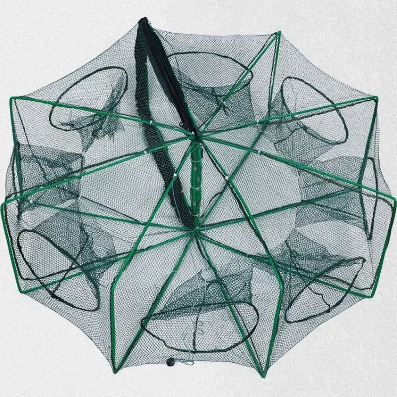 Fishing Net Mesh Folded Hexagon Octagon 8 Hole Hand Fishing Net Casting Nets Crayfish Shrimp Catcher Tank Trap Cage Mesh Tool: Burgundy