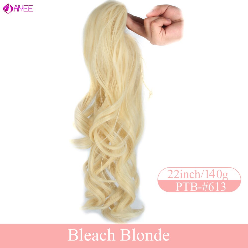 AIYEE Clip in Hair Extensions 55cm,22" Pony Tail Horsetail Synthetic Hairpieces Ponytail Drawstring Straight Ribbon Ponytails: 1B/27HL