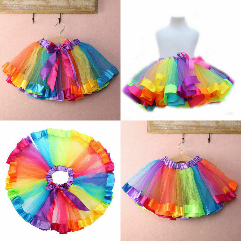 Crianças do bebê crianças artesanal menina arco-íris colorido tutu saia tule infantil mini saias verão algodão meninas roupas 2020