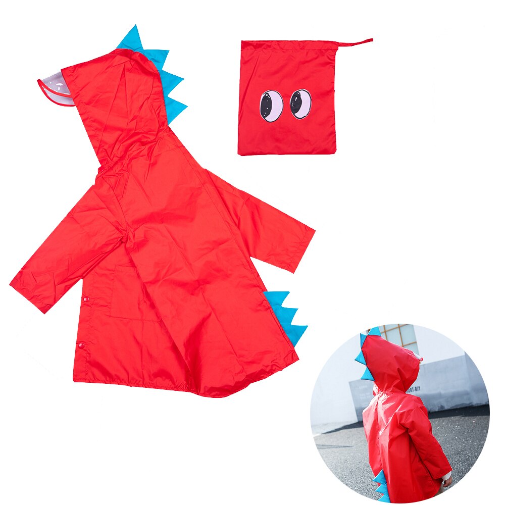 Cartoon Dinosaurs Unisex Hooded Waterproof Raincoat for Boys Girls Breathable Rainsuit Rainwear Outdoor Rain-proof Jacket Kid