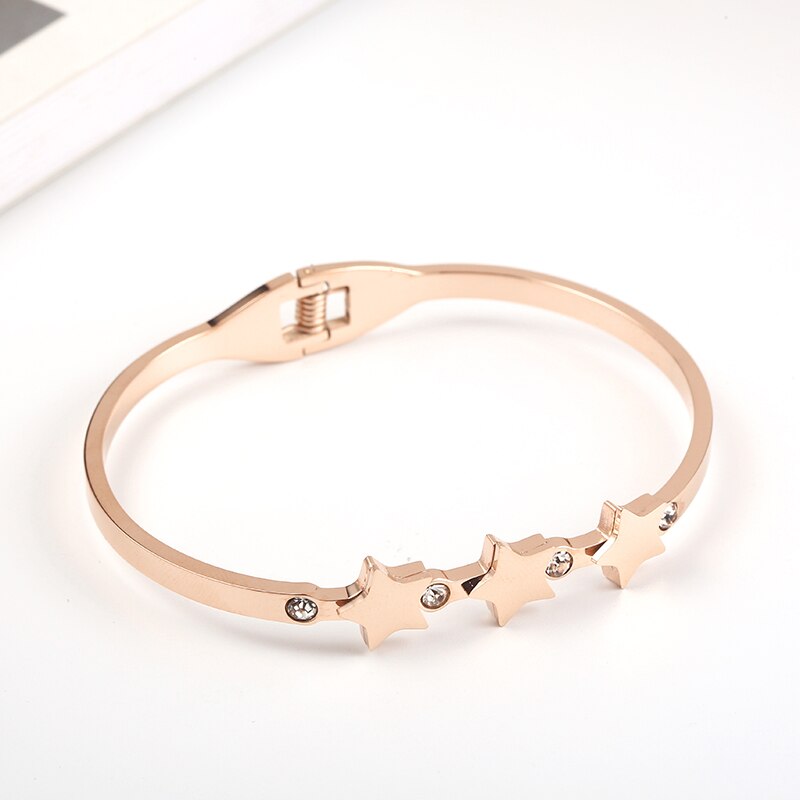 316 rustfrit stål rosa guld simpel fjeder armring nikkelfri stjerne armring til kvinder til ven elsker