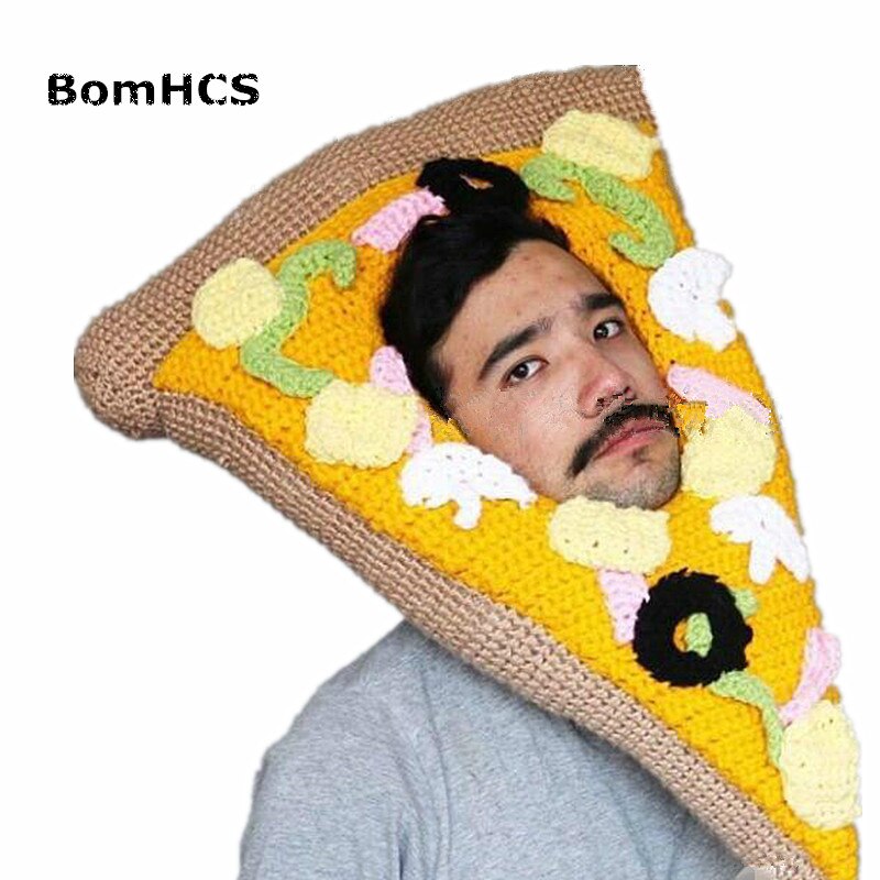 Bomhcs hauska pipo 100%  käsintehty neulottu hattu uudesti halloween juhla syntymäpäivä joulu: Pizza 2