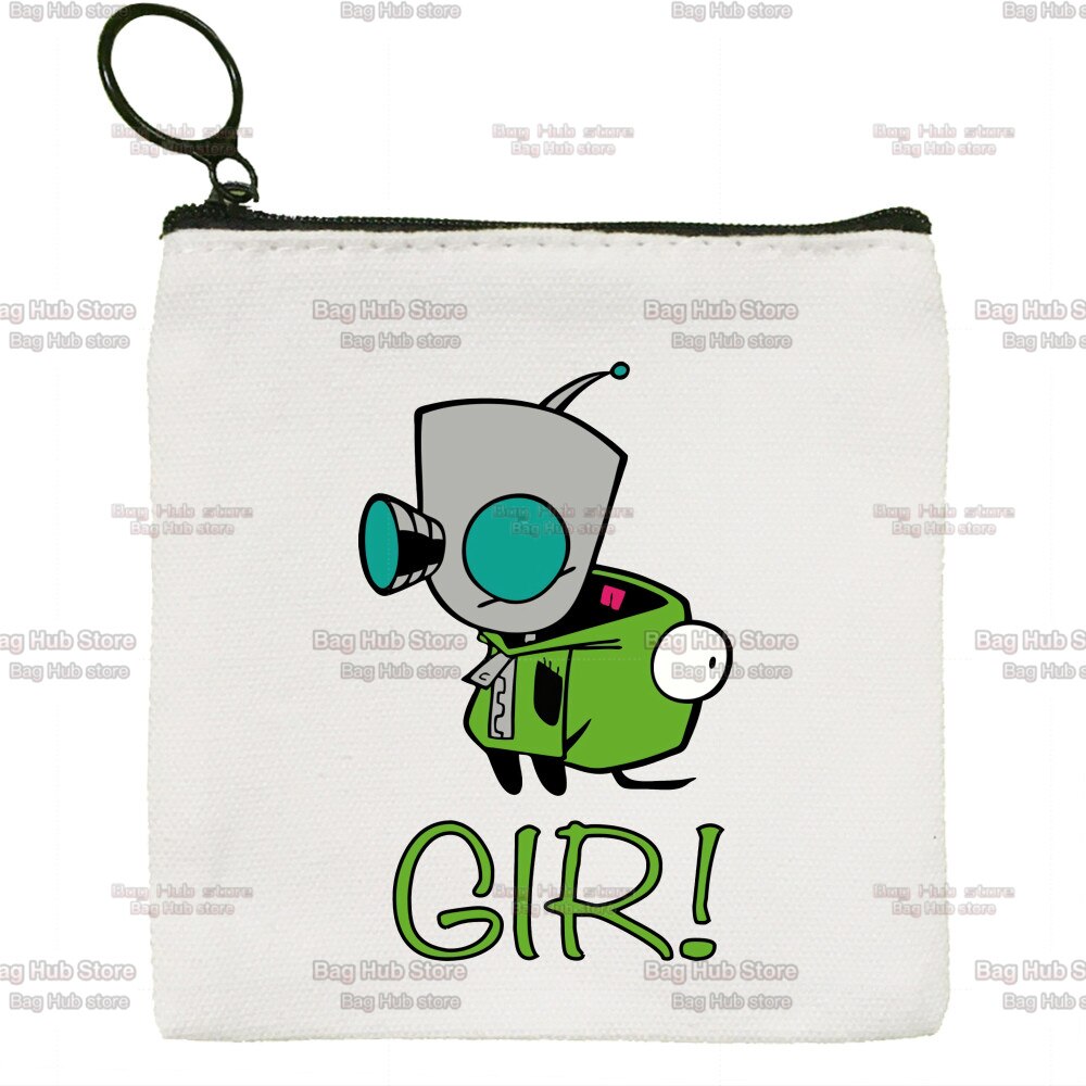 Invader Zim Zim Image Cartoon brezentowa portmonetka z zamkiem błyskawicznym studentka mały uroczy portmonetka szminka torba mała przenośna: H