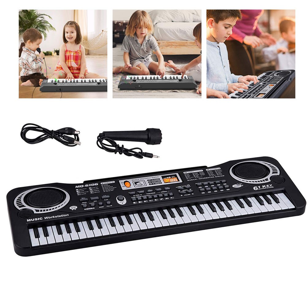 61 Toetsen Digitale Muziek Elektronische Toetsenbord Toetsenbord Elektrische Piano Met Microfoon Educatief Speelgoed Kids Muziekinstrument