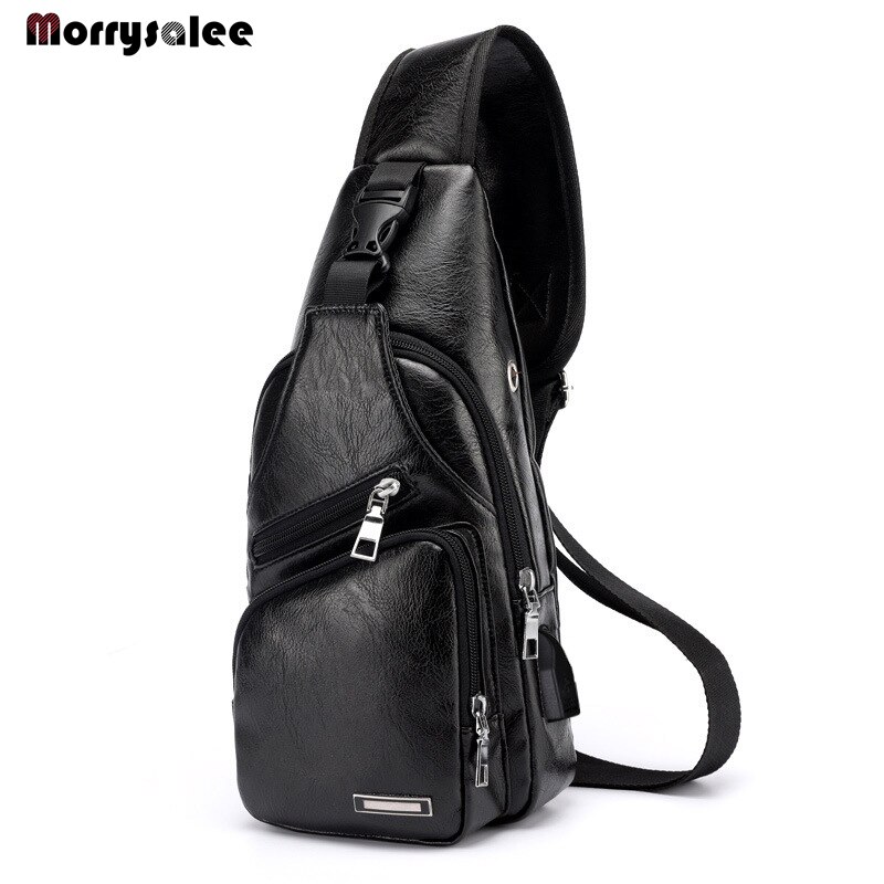 Men's Crossbody Bags Men's USB Chest Bag Messenger bag Leather Shoulder Bags Diagonal Package Back Pack Travel