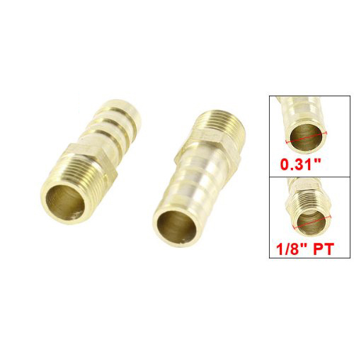 LIXF 5PCS Brass 8mm Gas Pipe Barb 1/8"PT Male Thread Joints Fittings