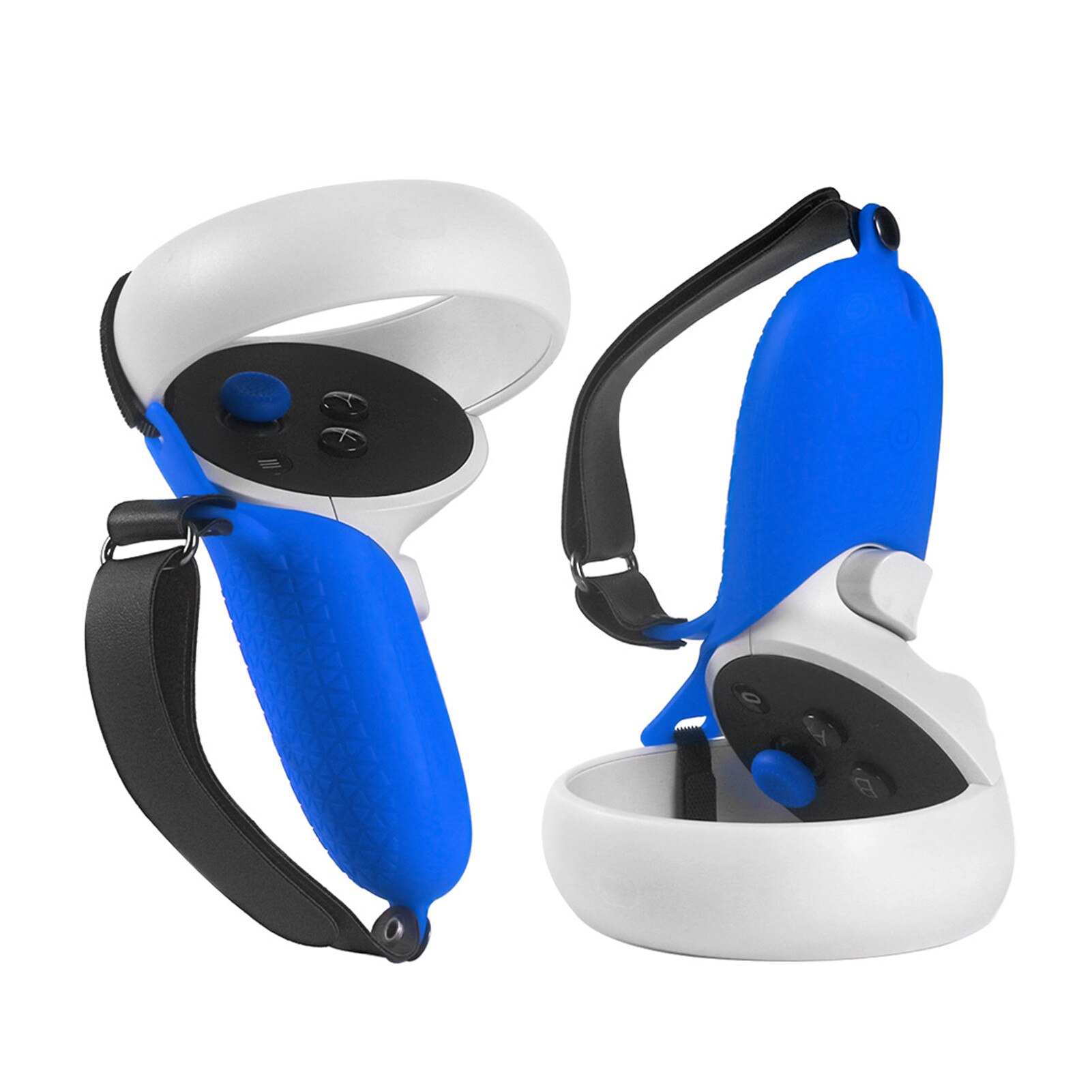 Controller impugnatura coperchio impugnatura in Silicone accessori VR per Oculus Quest VR 2 coperchio di protezione con cinturino per impugnatura per dom2: Blue