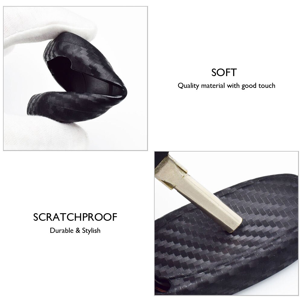 Carbon Silicone Car Key Case For Toyota CHR C-HR Camry RAV4 Smart Keyless Remote Fob Cover Keychain Protector Keys Bag