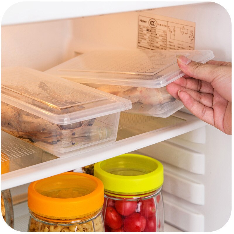 Refrigerator Organizer Trays Kitchen Drainer Storage Box Bins Pantry Cabinet Fruits Vegetables Drain Containers Storage Baskets