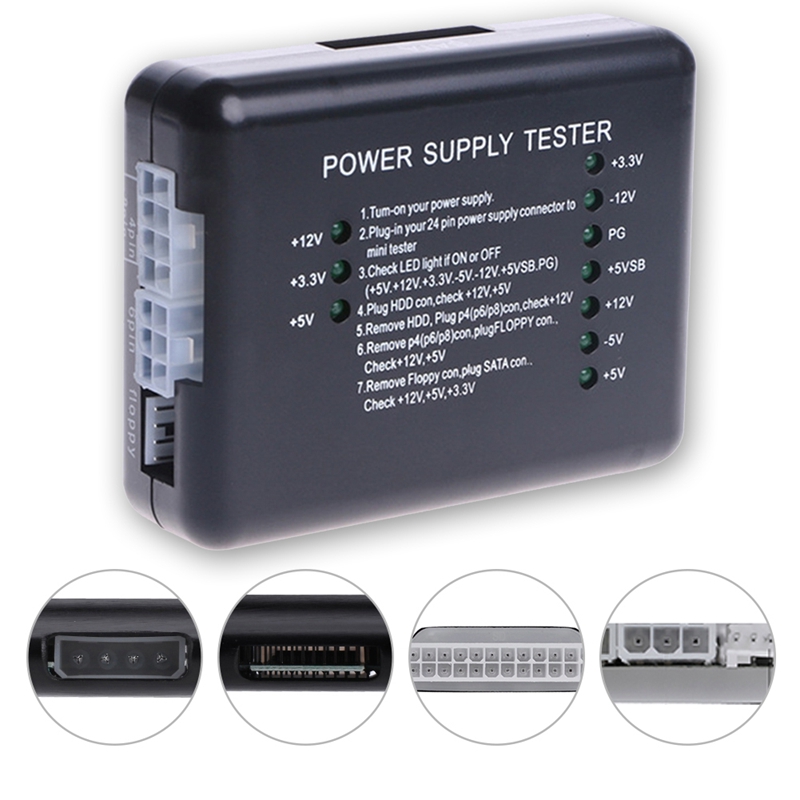 20/24 Pin ATX SATA HDD Power Supply Tester Checker Meter PC Computer Power Supply Measuring Diagnostic Test Tools
