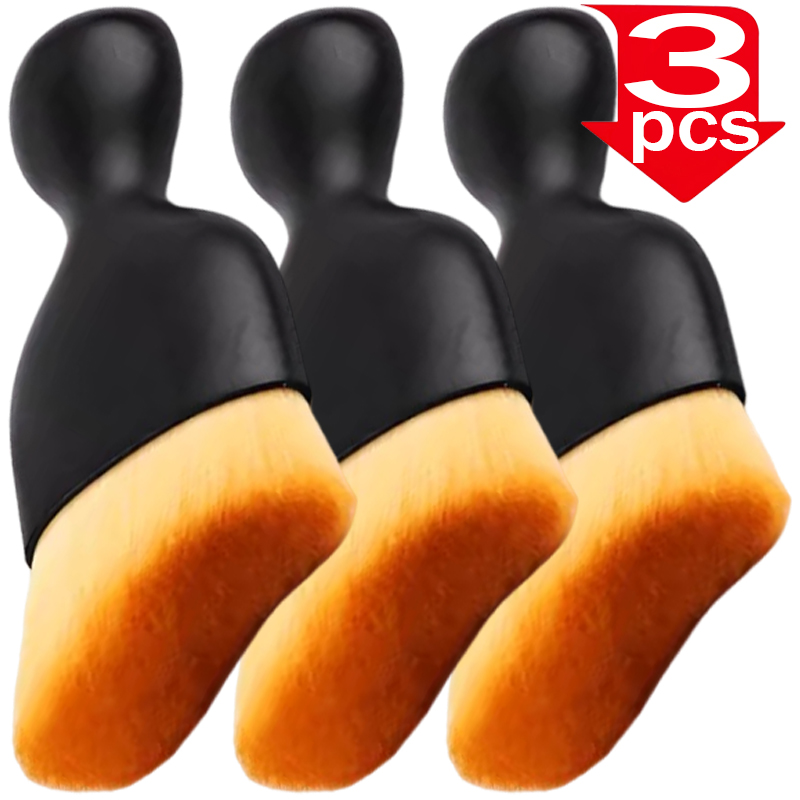 Cepillo de detalle curvo para coche con cubierta antipolvo, cepillo suave de limpieza, herramienta para quitar grietas de ventilación de aire acondicionado, herramienta de limpieza Interior de coche: Blanco