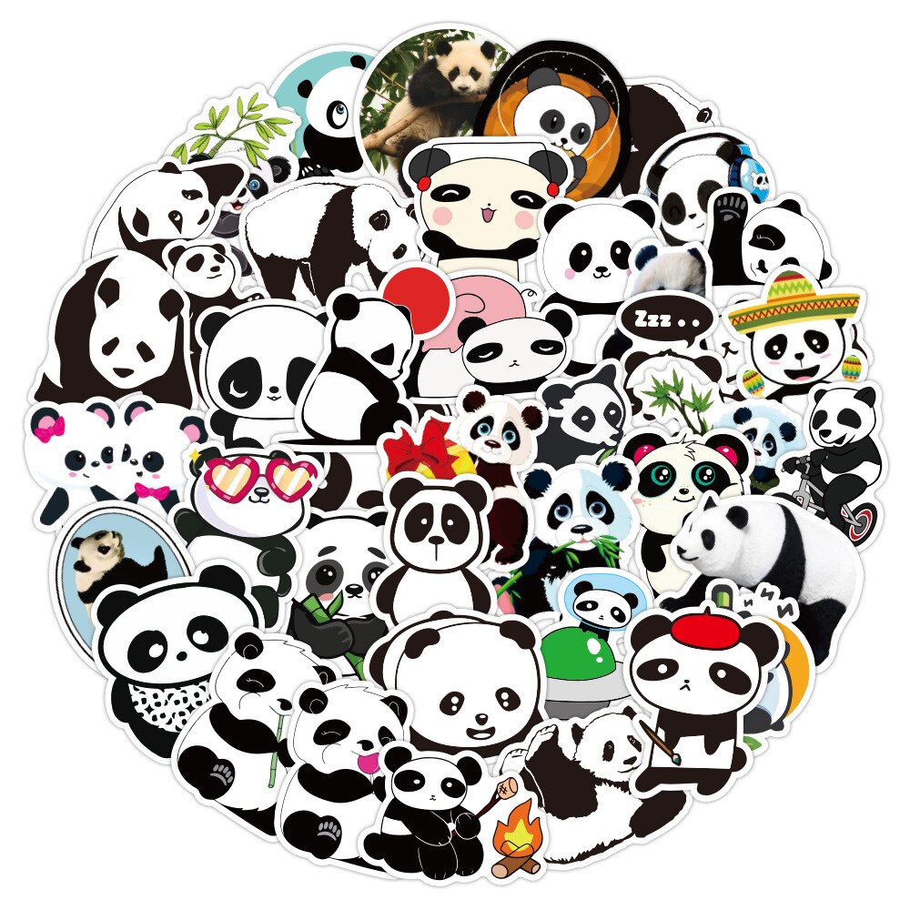 10/50pcs Cute Animals Panda Decoration Adhesive Stickers DIY Cartoon Panda Stickers Diary Scrapbook Stationery Sticker Decals