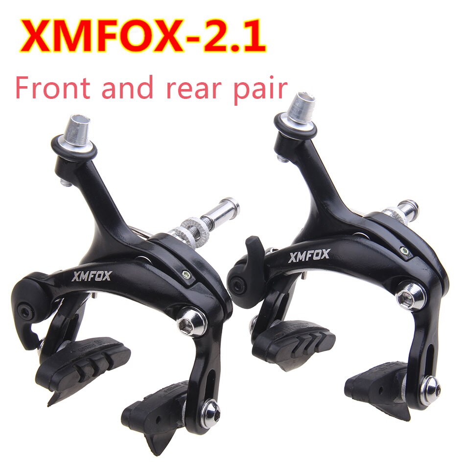 XMFOX-AS2.1 Bicycle Brake Racing Road Dual Pivot Bike Aluminum Side Pull Caliper Brake Front & Rear with brake pads: AS2.1 a set