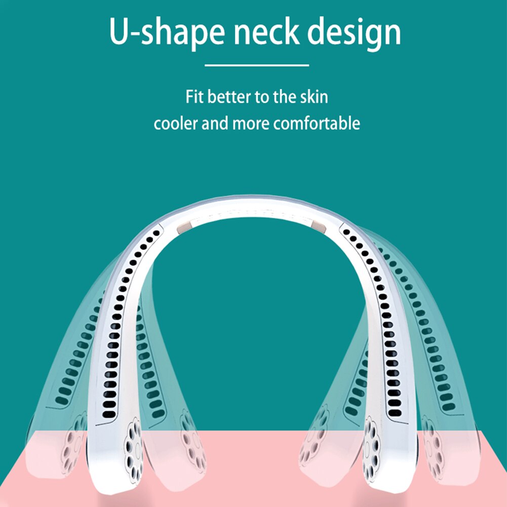 Ventilador portátil con de auriculares, banda para el cuello, 3 niveles de flujo de aire, para deportes, oficina y al aire libre, recargable