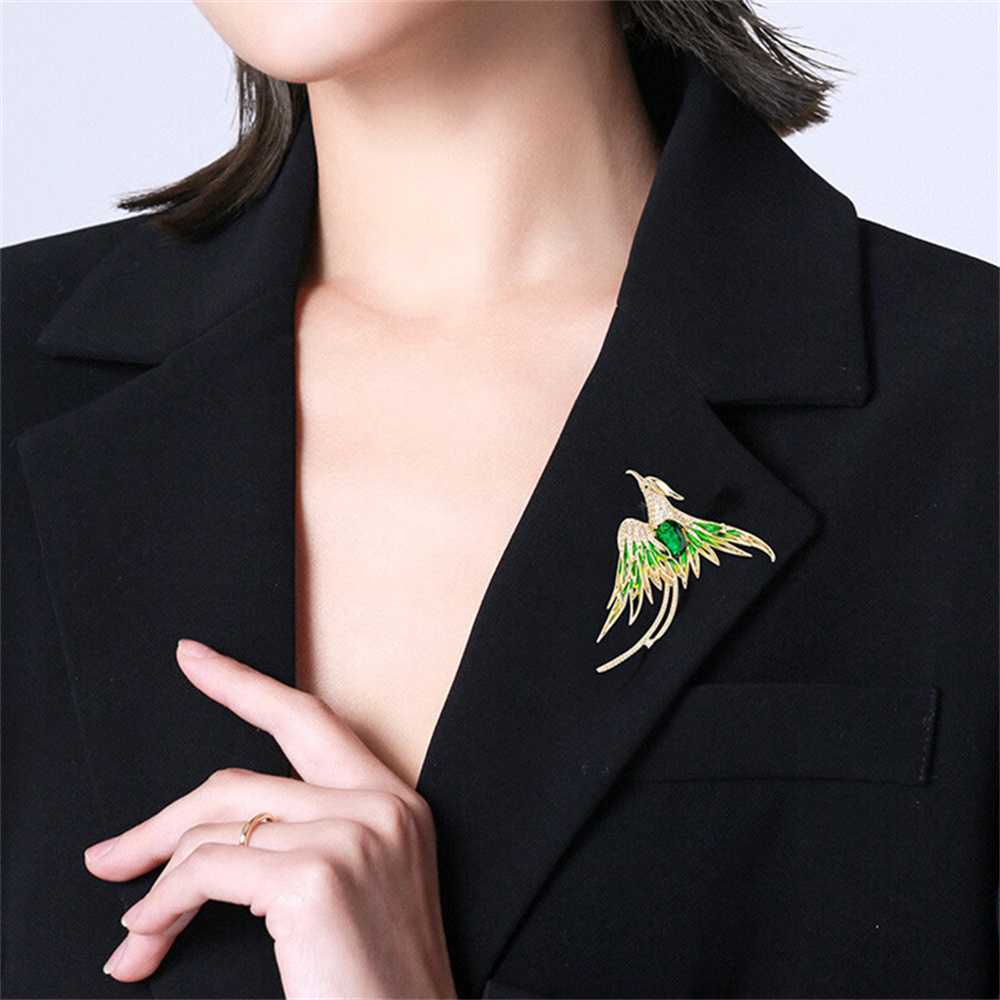 Luxury Crystal Phoenix Bird Brooch Women Men Pins Colorful Animal Brooches Clothing Accessories Party Coat Scarf Jewelry