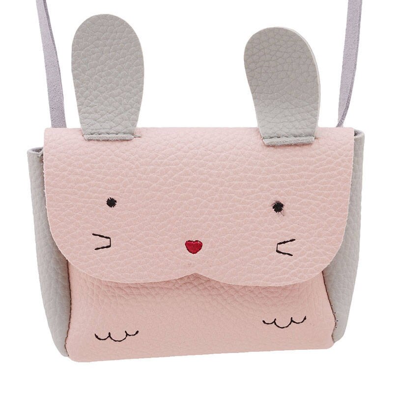 Girls PU Coin Purse Bag Wallet Kids Rabbit One Shoulder Bag Small Coin Purse Change Wallet Kids Bag: Pink