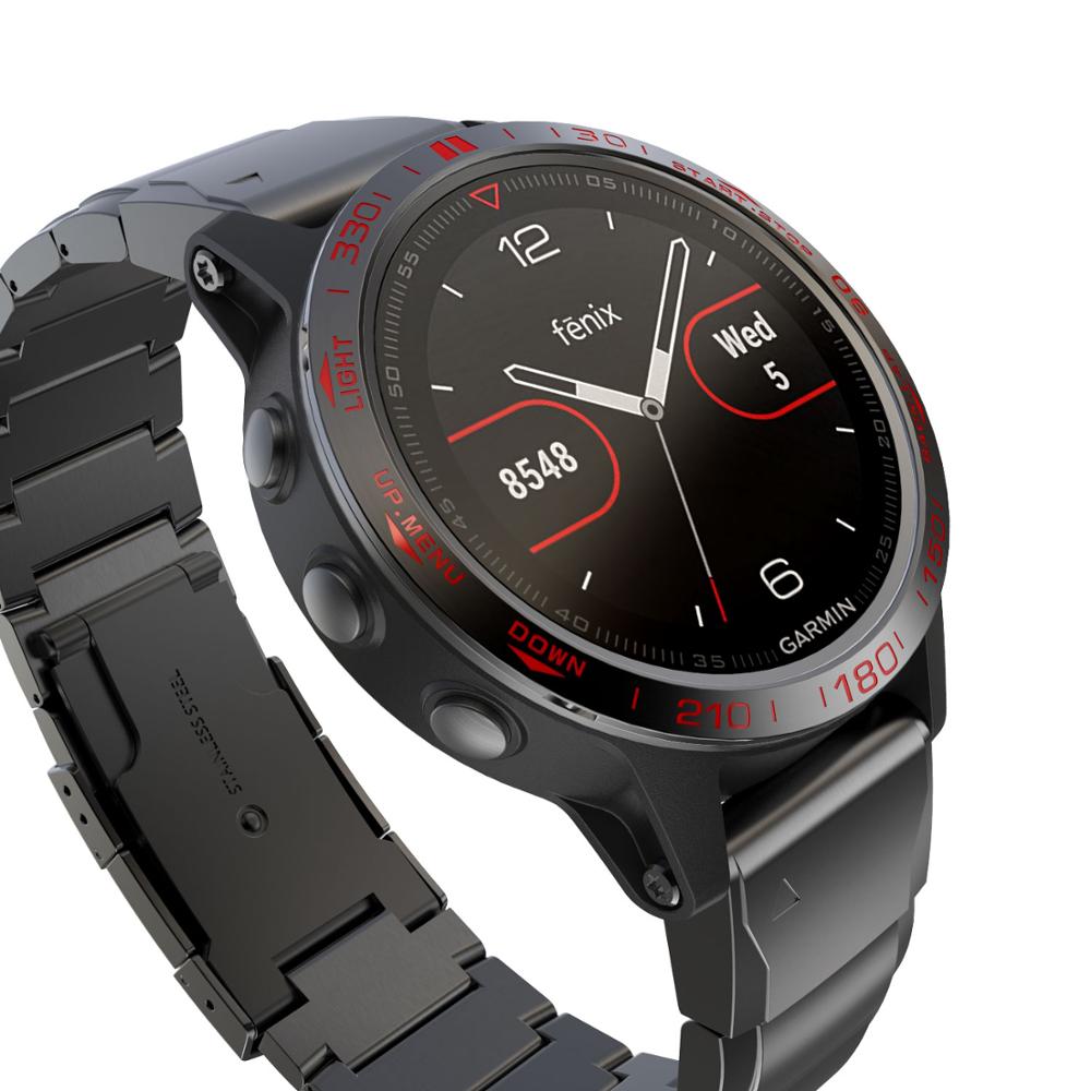 Cadre de couverture en métal pour Garmin Fenix 5 montre intelligente cadran lunette anneau style boîtier adhésif couverture Anti-rayure Protection anneau